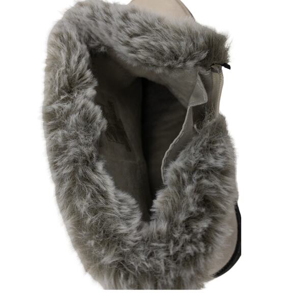 Khombu Cream Tan Water Resistant Suede Fur Winter Ankle Boots Womens size 8 9 10 - Picture 8 of 9